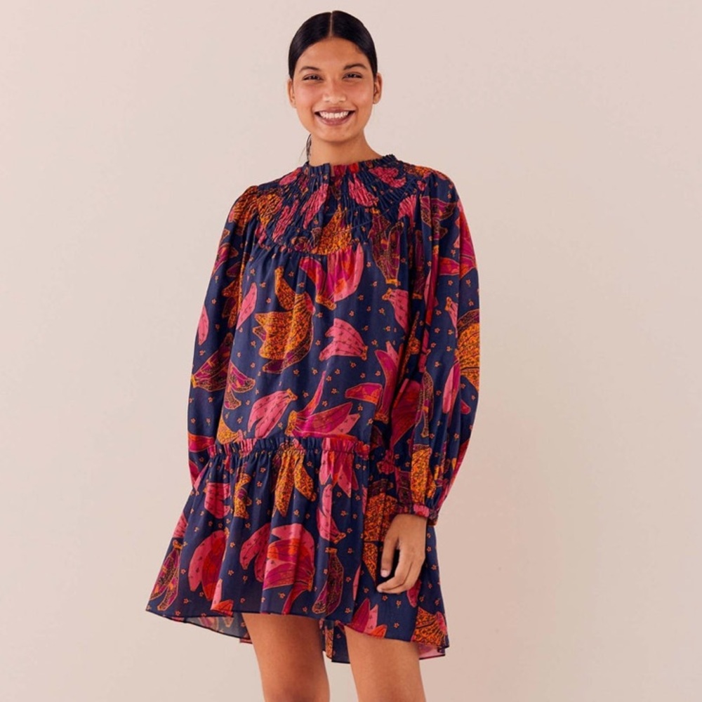 FARM RIO Patchwork Bananas Mini Babdoll Dress (NWT)
